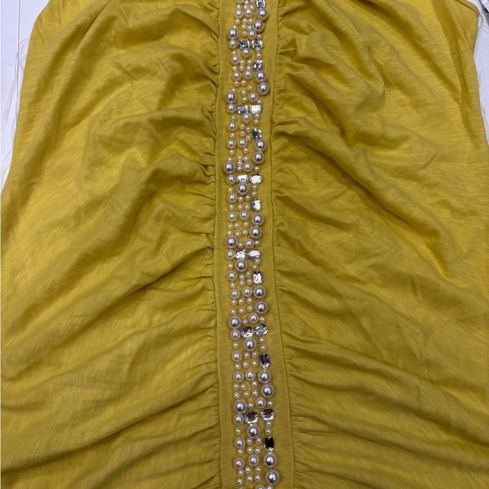 INC International Concepts Sleeveless Yellow Embellished Top size Large - Picture 4 of 9